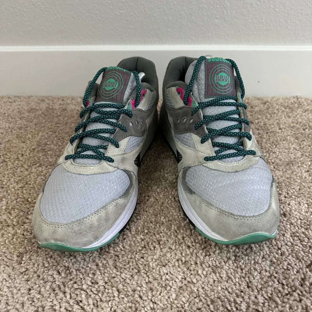 Saucony Grid 8000 CL Sneakers Mens Grey Teal Pink‎ Retro Shoes 11.5 S70197-3